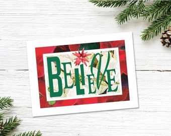 Christmas Card -  Religious - Nature Art Print - Handmade - Unique Holiday Cards - by Susan Ellis - Believe in the Miracle of Jesus