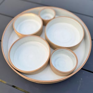 Handgemachte gesprenkelte Steingut Servierplatte Set, Tapas, Weiden, Nesting Serviergeschirr