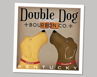 custom Double Dog LABRADOR art print by Ryan Fowler personalize theme, city, text, colors