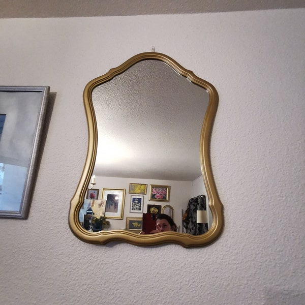 Miroir en bois dore vintage France