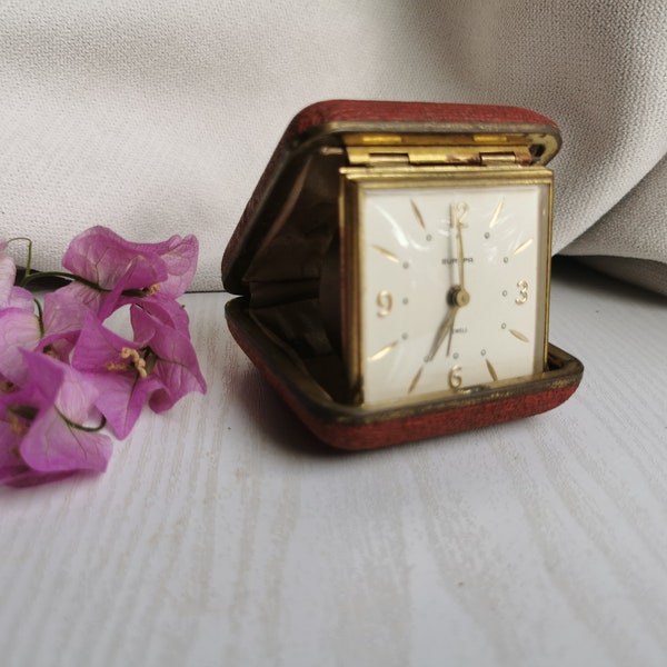 Montre Horloge de poche pliante avec réveille matin 5.5x5.5 cm vintage France