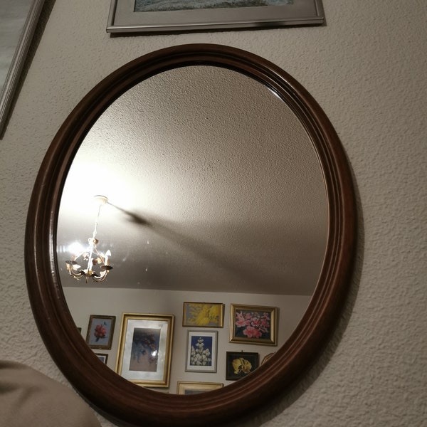 Oval mirror 77x59 cm vintage wooden frame France