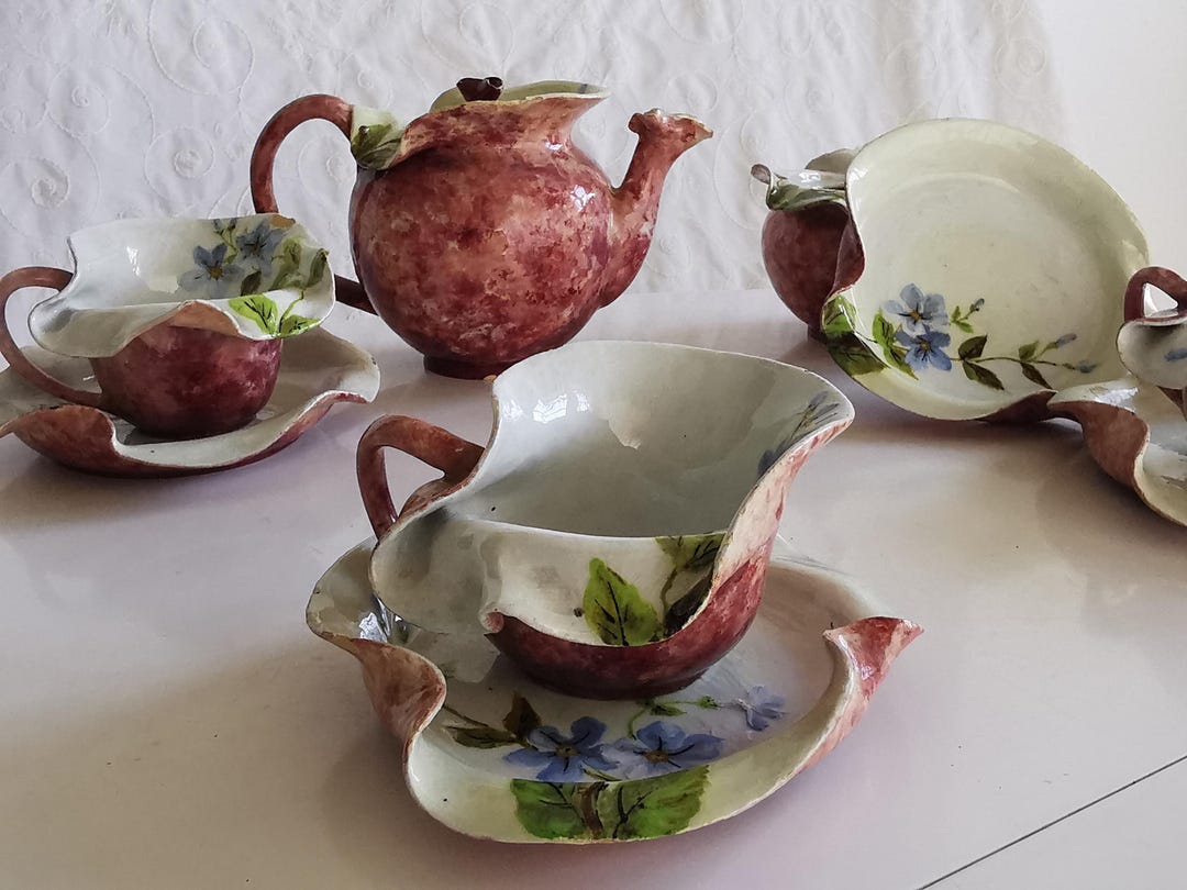 Rare Antique French Art Nouveau Tea Set by Clément Massier Hand-painted ...
