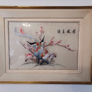 Vintage handmade Chinese embroidery paintings 73x57 cm