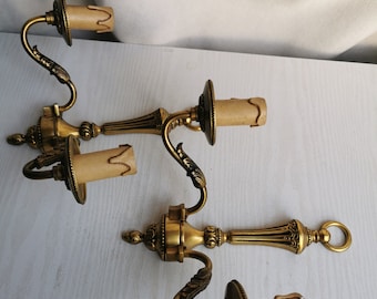 Pair of vintage French brass wall sconces, 2-light Napoleon III style