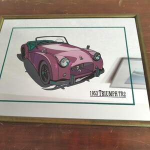 Vintage Triumph TR2 spiegel, Britse klassieke auto wanddecoratie, retro mancave garage kunst, sportwagen uit de jaren 50, MCM verzamelobject, cadeau voor hem