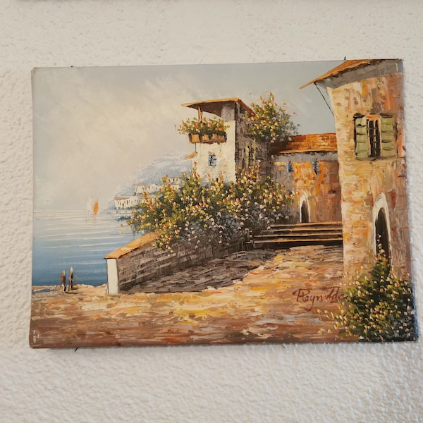 Tableau à huile sur la toile paysage de la  Côte d'Azur signé 40x30 cm France