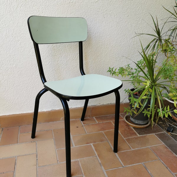 Blue black formica chair from the 50s-60s France Decoration Kitchen Chair vintage Home gift