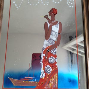French 1970s Vogue Advertising Mirror – Art Deco Revival Glam Wall Decor, Retro Bar Sign, Mid Century Collectible 33 × 43 cm Gift for her