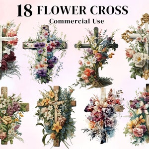 18 Flower Cross Watercolor Clipart Bundle (Digital Downloads)