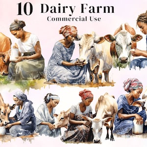 10 schwarze Frau Milchviehbetrieb, Milch PNG, Kuh Farm bedruckbar, sofortiger digitaler Download,