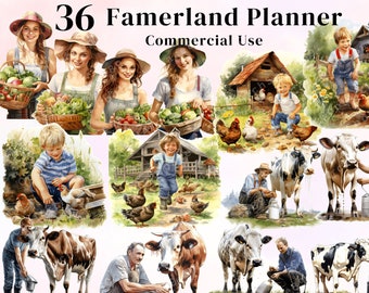 Farming Clipart Bundle: Animals & Farmers PNGs (Digital Download)