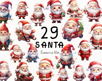 28 Vintage Santa Clipart PNG - Christmas Digital Downloads