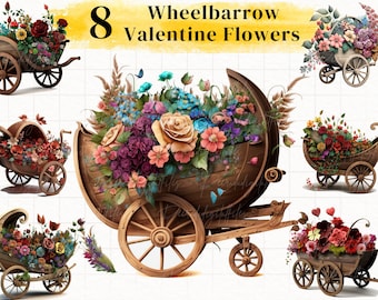 Aquarell Blumen Schubkarren Clipart: Basteln Bundle (digitaler Download)