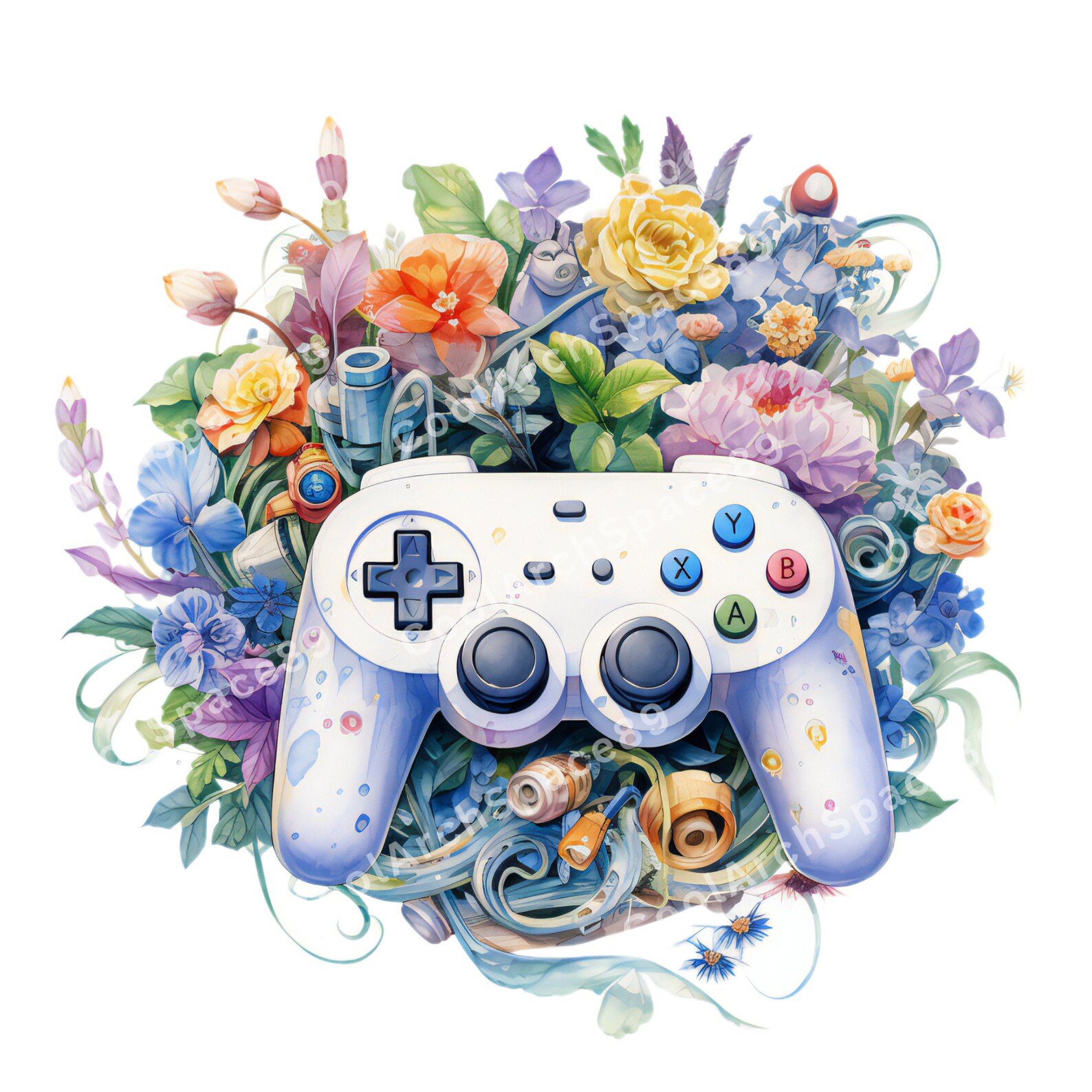 15 PNG Girl Gaming Clipart: Watercolor Game Controller PNG (digital ...
