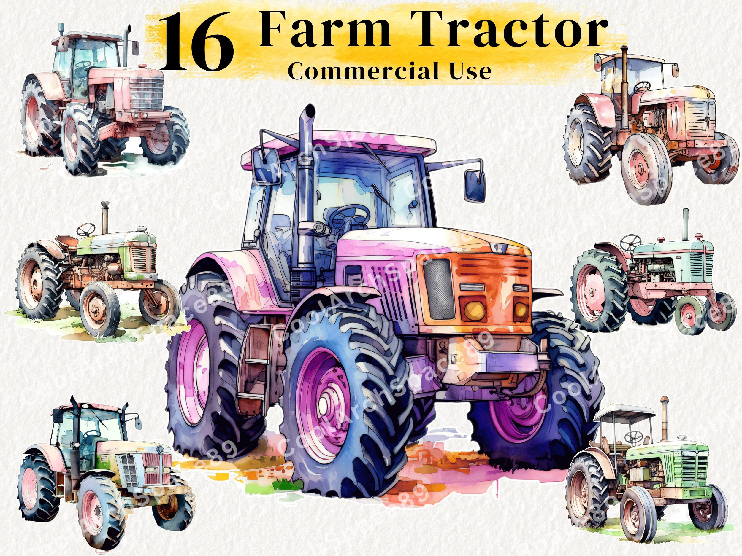 watercolor farm tractor 16537781 PNG