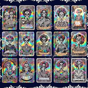 15 LA CATRINA Tarot Karte, Tag der Toten Themed druckbare Kunst, Vintage Tarot Design Sofort Download.
