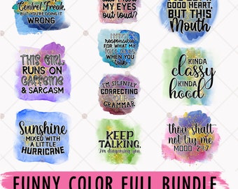 Funny Sarcastic Quotes Glitter Sublimation Bundle (PNG)