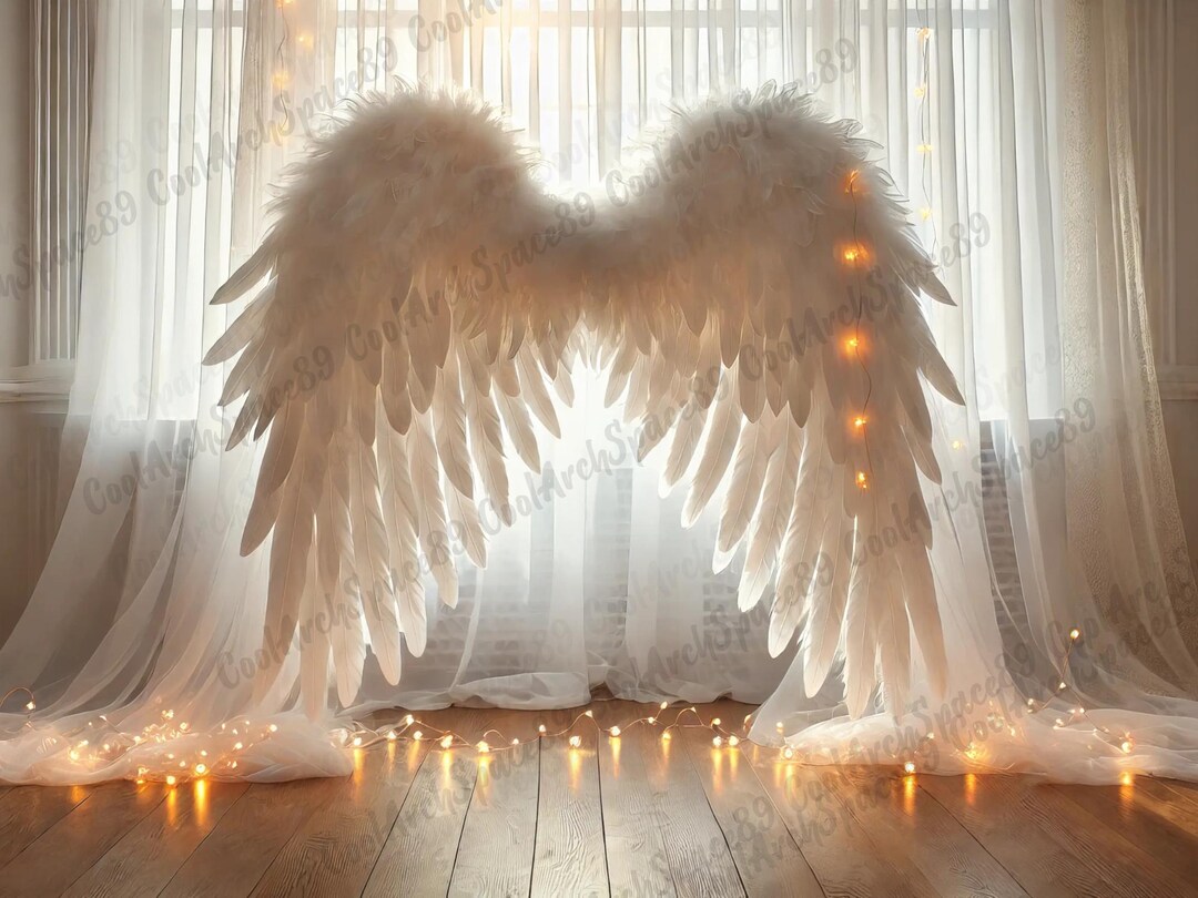 White Angel Wings Digital Backgrounds JPG, Backdrop Angel Wings Studio ...