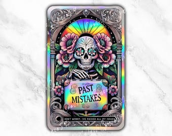 Pass Mistakes Sarcastic Tarot Card Day of the Dead Sublimation PNG , Digital Downloads .