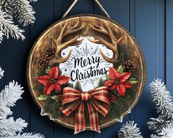 Round Sublimation Door Hanger 3D Christmas Design for Hardboard Blanks ...