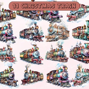 11 Christmas Train clipart PNG, Christmas clipart, Winter clipart, Holiday clipart,Christmas Train clipart, Digital Download.