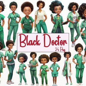 African American Female Doctor Clipart: Sublimation PNG Downloads