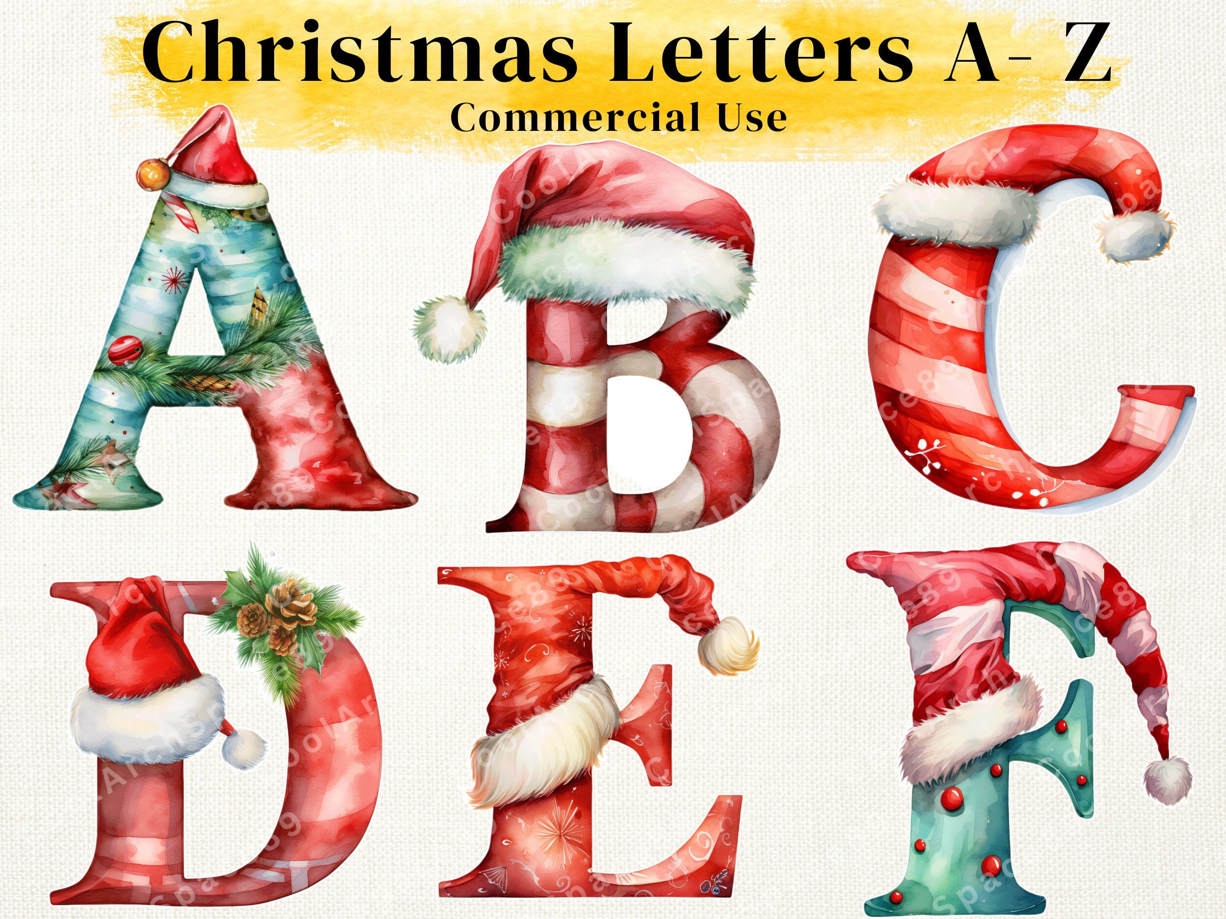 26 PNG Watercolour Green Christmas Alphabet Clipart Christmas -  Sweden