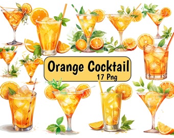 17 PNG Watercolor Mimosa Clipart PNG, champagne orange cocktail, instant download, commercial use, cocktail summer drink brunch clip art