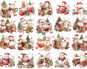 28 Christmas Hot Cocoa and Coffee Clipart PNG , Bundle - Festive Holiday Drink Digital Graphics, Cozy Winter Beverages, PNG Files