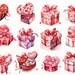 20 PNG Watercolor Valentine's Day Gifts Clipart, Heart Box Valentines ...