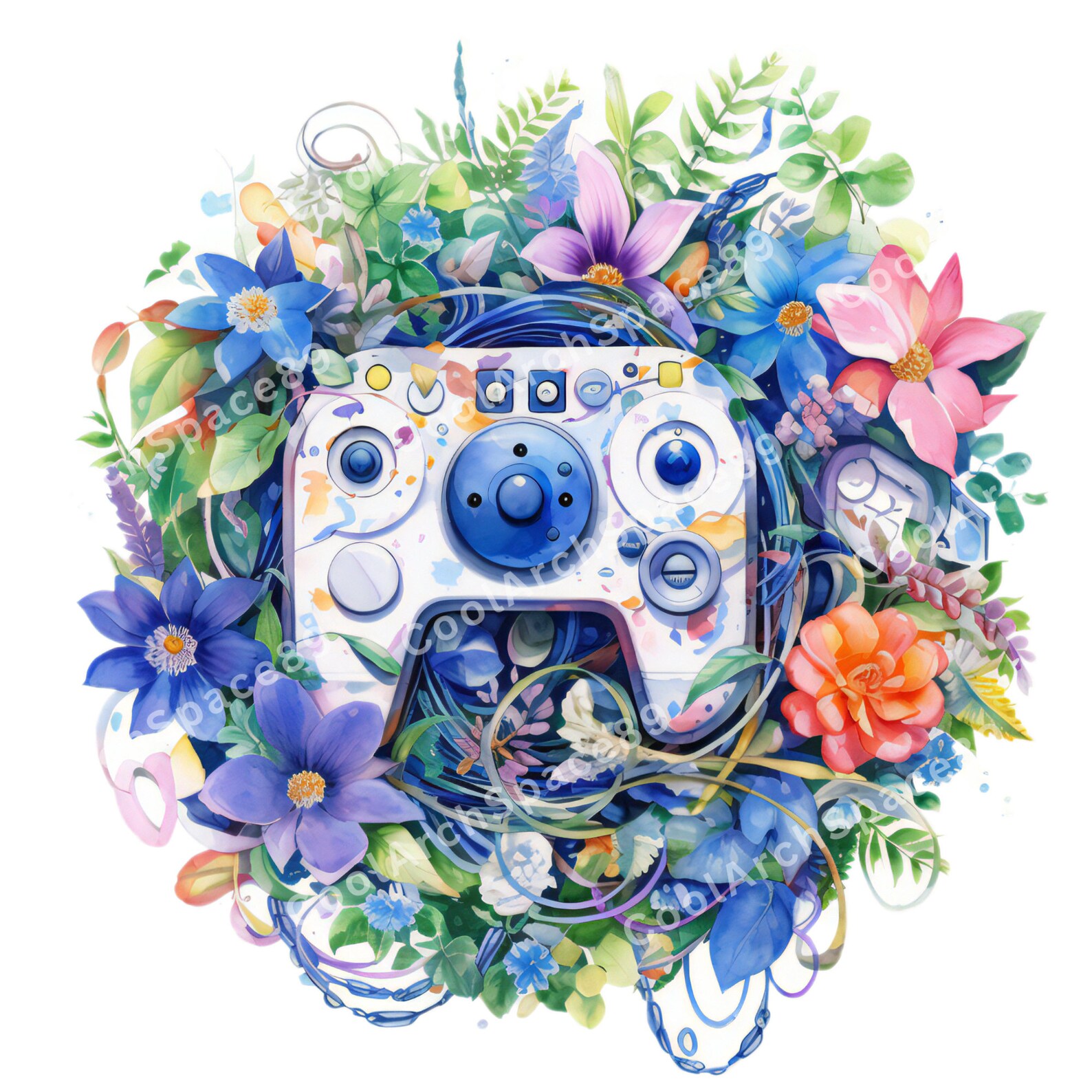 15 PNG Girl Gaming Clipart: Watercolor Game Controller PNG (digital ...