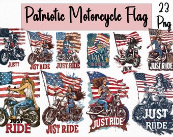 23 Woman Riding  Motorcycle American Flag,  Patriotic Motorcycle Png  Sublimation,Patriotic Png, Digital Downloads.