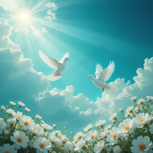 Memorial Dove Clouds Digital Download: Fundo Funerário PNG
