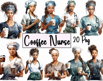 20 Black Nurse Cooffee PNG, African American Nurse, Black Nurse Life, Scrub life, Nursing png, Sublimation design download