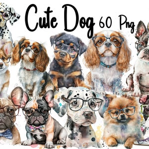 60 PNG Watercolor Dog Bundle French Bulldog Clipart with Sunglasses, Sublimation Shirt,Clip Art , Watercolor PNG , Digital Downloads.
