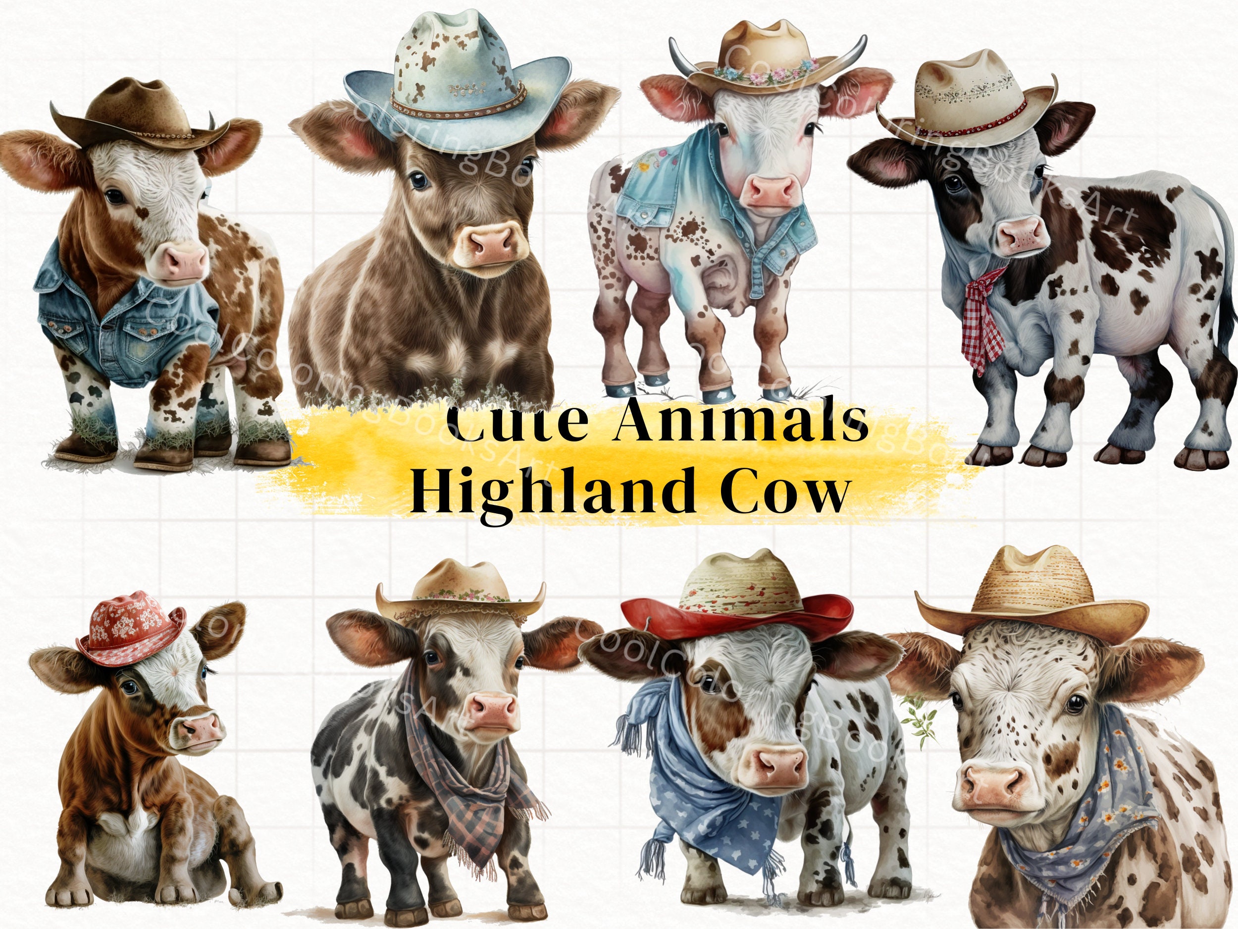 50 Highland Cow Animals Clipart Megabundle ,mega Bundle PNG SUBLIME ...