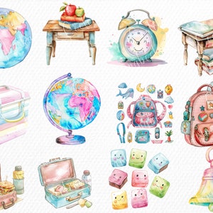 40 PNG Watercolor Back to School , Clip Art PNG Digital Downloads. - Etsy