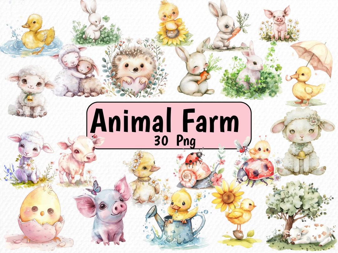 30 PNG Watercolor Farm Clip Art PNG , Digital Downloads. - Etsy