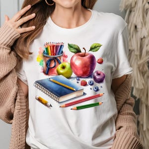 8  Watercolor Back To School Clipart  Bundle , School bus,, Pencil,PNG Graphics, Instant Download for Commercial Use.