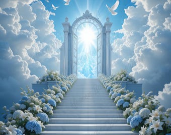 Dreamy Sky Heaven Photography Backdrop: Celestial Cloud Wall Decor (Digital Download)