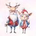 17 Santa Reindeer Watercolor PNG Bundle , Santa Claus Clipart ...