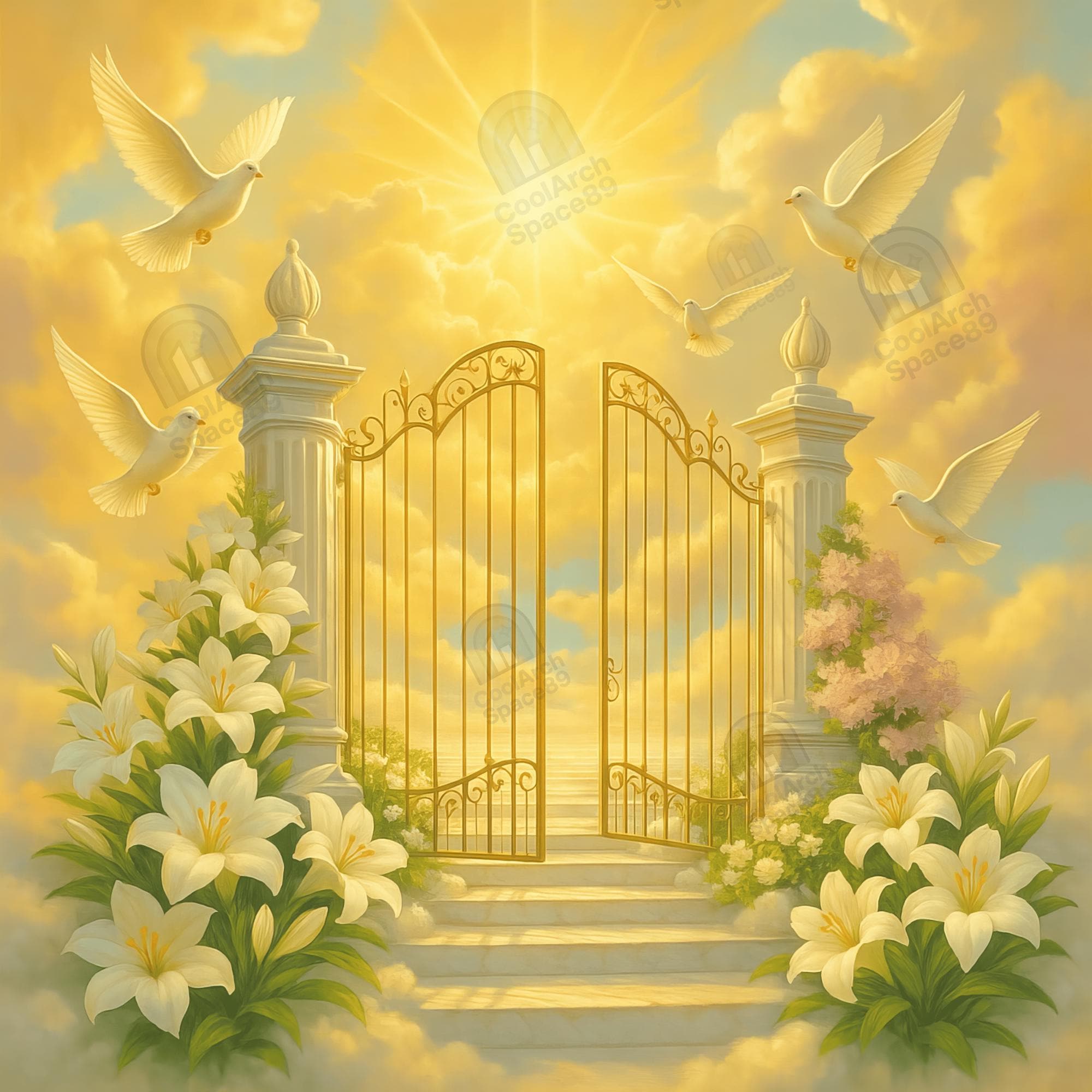 Golden Memorial Heaven Background PNG Digital Downloads. - Etsy