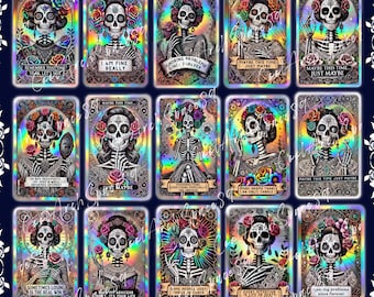 Carta del Tarot de La Catrina, Día de los Muertos PNG (Ilustración digital)