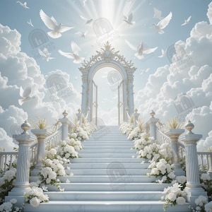 Fondo fotográfico de cielo celestial: Decoración de estudio con nubes de ensueño (Descarga digital)