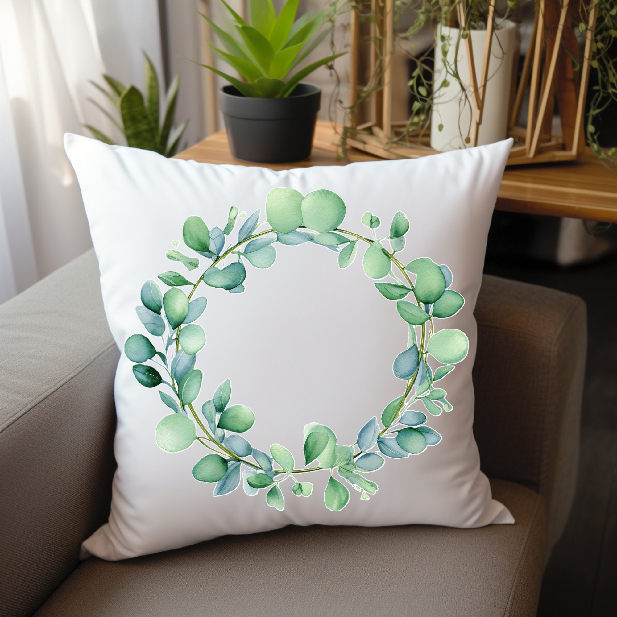 22 PNG Eucalyptus Wreath Clipart, Sublimation , Watercolor Leaves ...