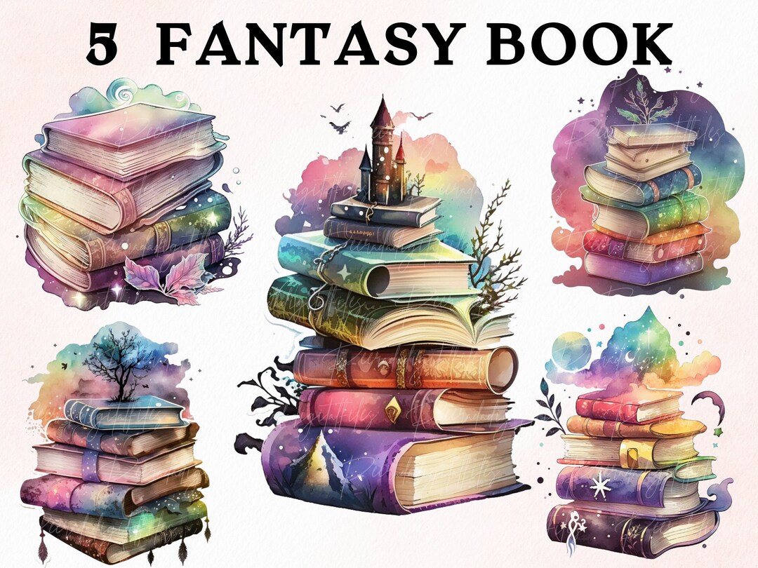 Watercolor Magic Book Clipart Bundle: Fantasy PNG Images (digital ...