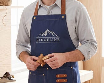 Custom Embroidered Aprons for men with Your Text - Personalized Aprons Woman Kid with Pockets - Dad Gift Fathers Day Gift