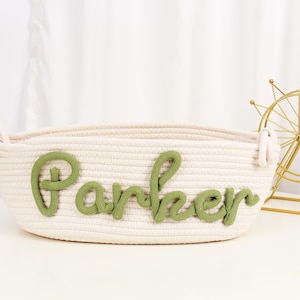 Babyparty-Geschenkkorb, benutzerdefinierte Babypartykorb mit personalisiertem Namen, Babyspielzeugkorb, Baumwollseilkorb, Neugeborenen-Baby-Kinderzimmergeschenk