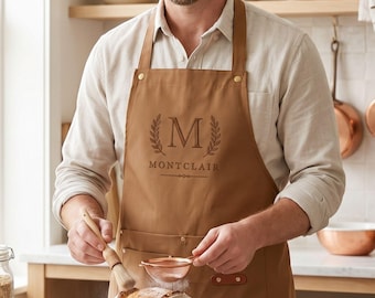 Custom Embroidered Custom Apron For Dad Grandpa, Personalized Fathers Day Gift BBQ Grilling Apron From Kids, Mens Cooking Kitchen Accessory